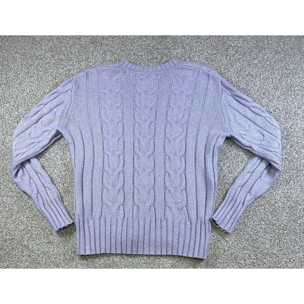 Banana Republic Sweater Womens Medium Purple Lavender Cable Knit Crew Neck - Picture 8 of 8